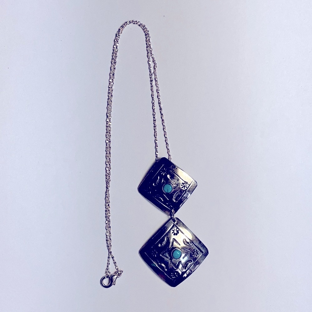 Sterling Silver and Turquoise Native American Necklace - Picture 2 of 7